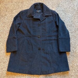 London Fog Peacoat Womens 2XL Charcoal Wool/Poly Blend  Single Breasted Thick